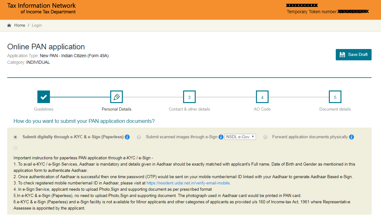 PAN Card Application Form Apply PAN Card Online 2021 Dialabank